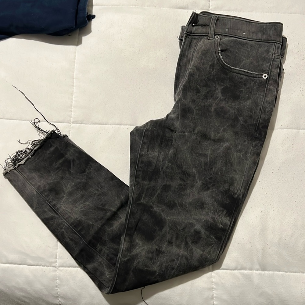 Distressed Ankle Acid Wash Skinny Jeans
